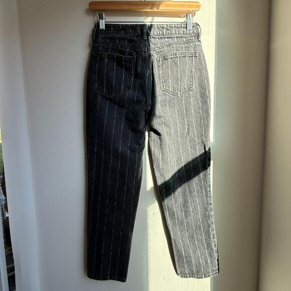 PacSun Mom Jeans Women’s 25 Black White Chalk Stripe High Rise Denim - Picture 3 of 5